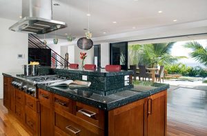 The modular kitchen with chimney and outside space at Scottsdale, AZ 