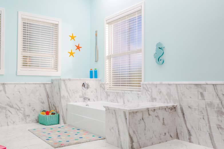 light blue bathroom bathtub