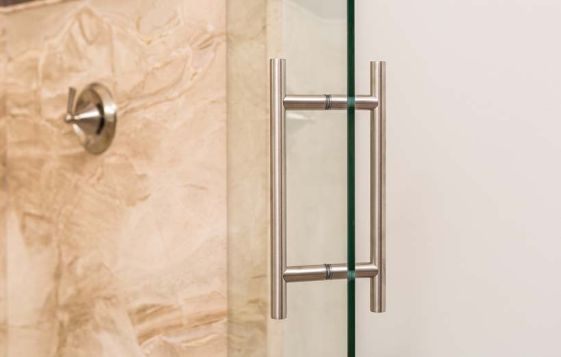 glass shower door with handles on Rebath Installation
