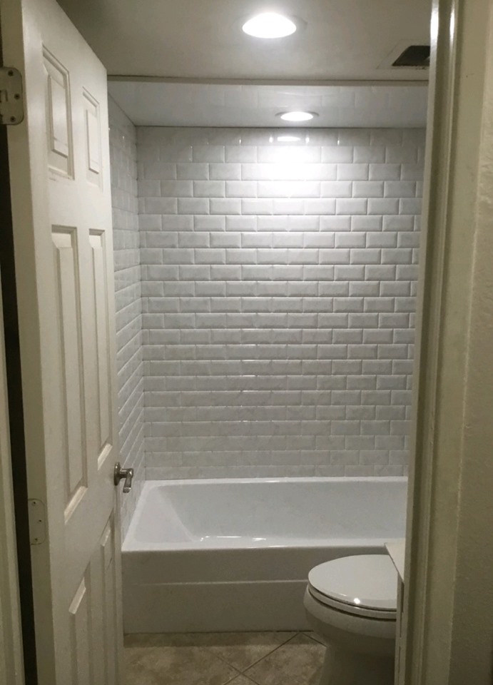 Full Bathroom Remodel with stone facade 12