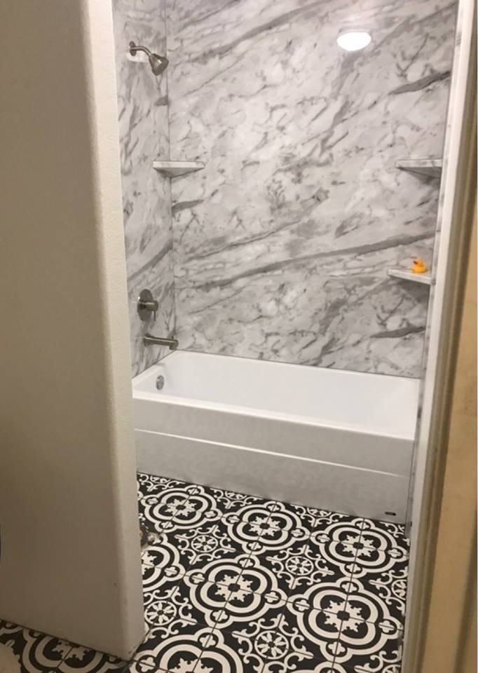 Designer tiles for bathroom in home at Scottsdale, AZ