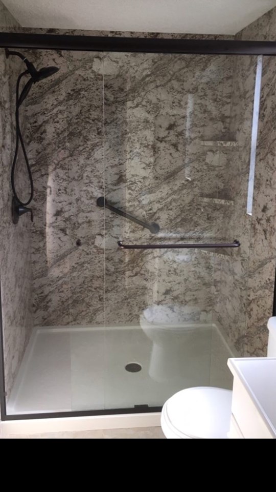 Remodeled work for bathroom with stone facade in Scottsdale, AZ
