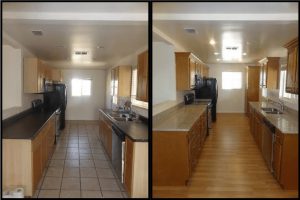 Before and after re model Kitchen setup in home at Scottsdale, AZ