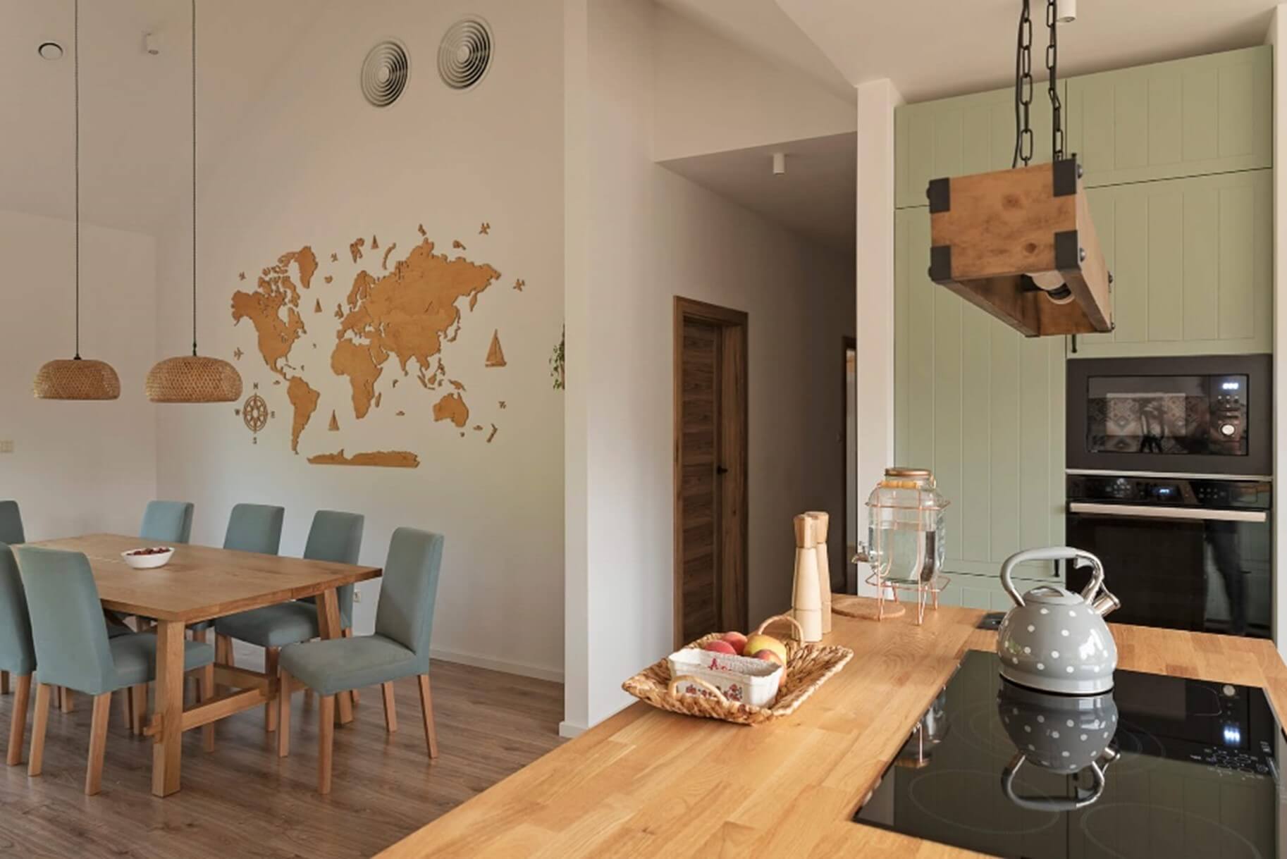 Kitchen and dining room of a home